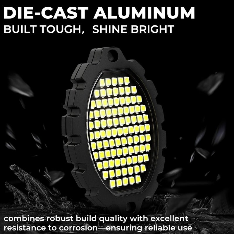DITRIO 20 Pods Metal Aluminum White Rock Lights with Switch Wiring Harness,1860LEDs Super Bright Underglow Light Waterproof Led Lights for Trucks Jeep Off Road ATV UTV SUV,Plug and Play,Easy to Install - Image 2